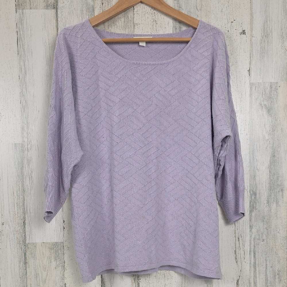 New York & Company Light Purple Lavender Patterned Knit Sweater Size Large